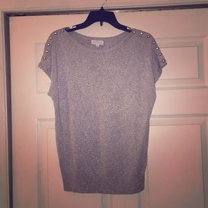 4/$20 Silver sweater Medium crystals by Joseph A